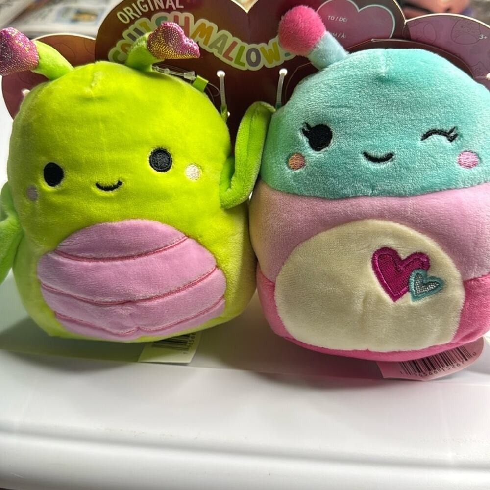 NWT Squishmallows Hadeon the Grasshopper & Fluxie the Caterpillar 5" Set